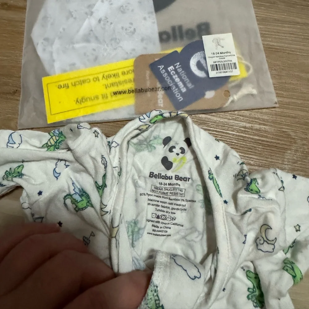 Bellabu Bear Kids' Dragons Convertible Footie Fitted One-Piece Pajamas